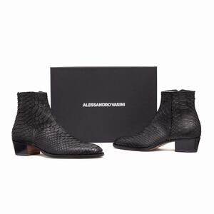 NEW 1k.$ Alessandro Vasini Limited Sonny 40mm Boots Python Leather 37.5 US 7.5